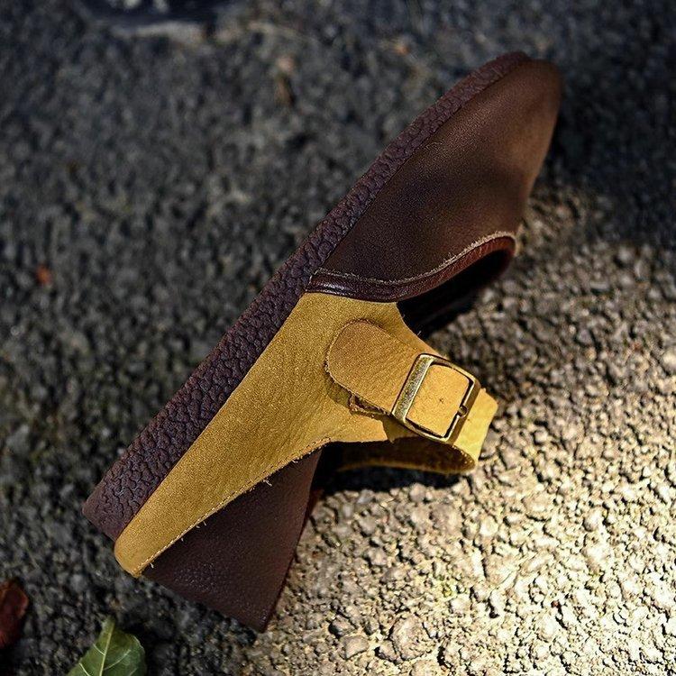 Cowhide version~ soft sole soft surface travel wear single shoes women 2025 new flat bottom Birkenstocks women's shoes flat heel strap shoes