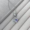 Purple Zircon Flower Pendant Necklace Light Luxury Silver Diamond Design Women'S Retro Elegant Fashion Accessories Jewelry