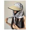 Summer Seaside Vacation Style Straw Sun Hat with Ice Silk Headscarf, Versatile Sun Protection Hat with Neck Protection, Integrated Headscarf and