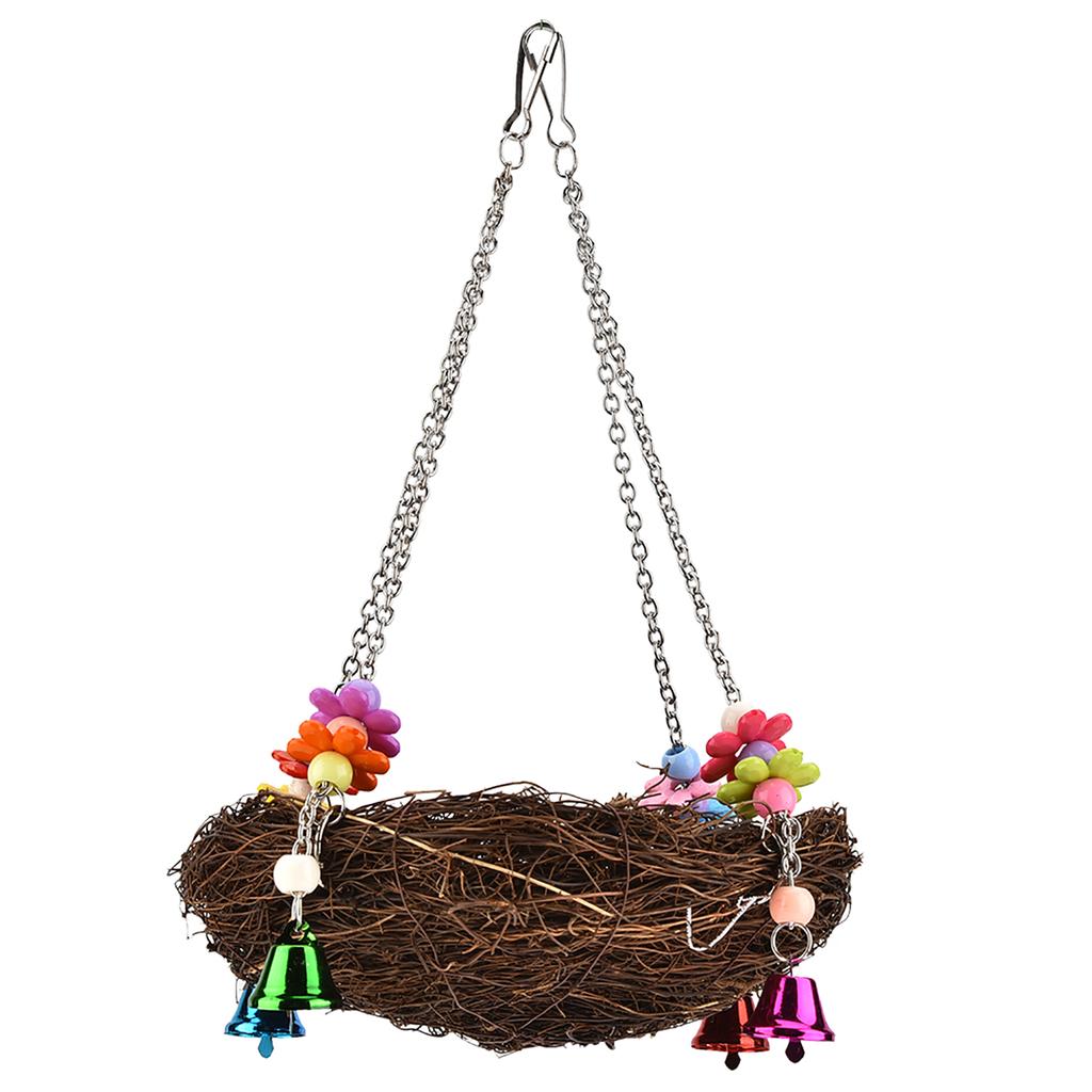 Bird Nest Hanging Cage Hut Tent Bed Bird Parrot Toy Birds Nest Parrot Straw Nest Cages