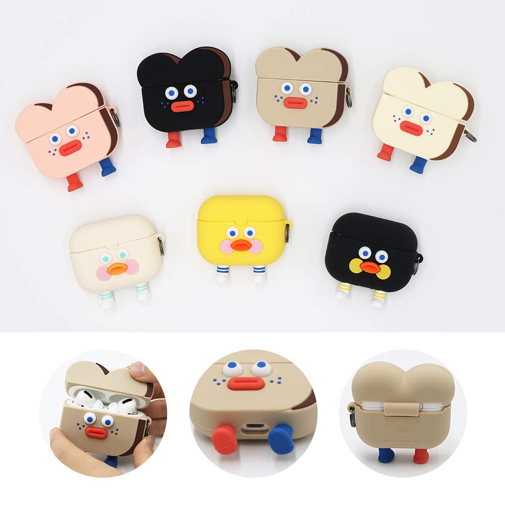 Cute AirPods Pro Case with Toasted Duck Shockproof and Protective Soft Silicone Brunch Brother Figure, Cover, (Burnt Toast)