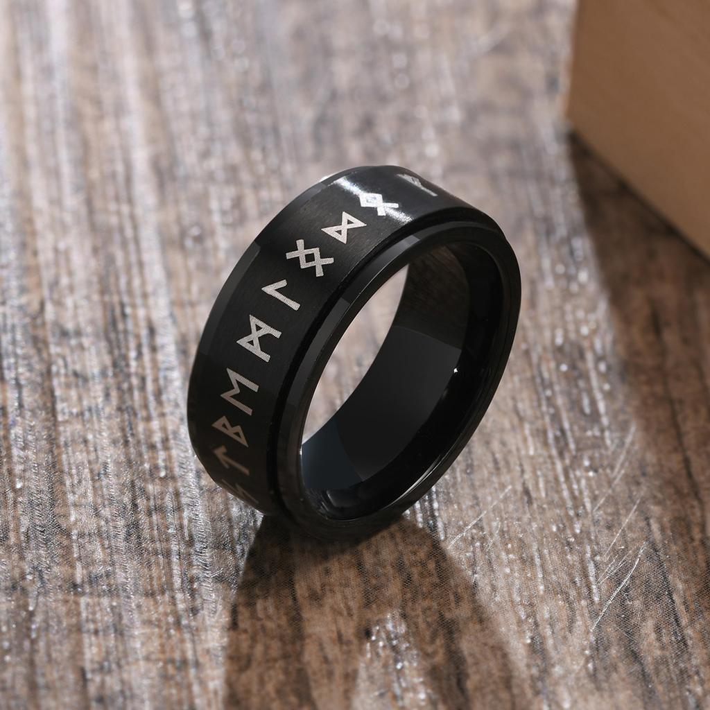 Anel Giratório Vnox 6/8mm para Homens Acessório para Alívio do Estresse Aliança Clássica de Aço Inoxidável Joia Esportiva Rúnica Viking Casual