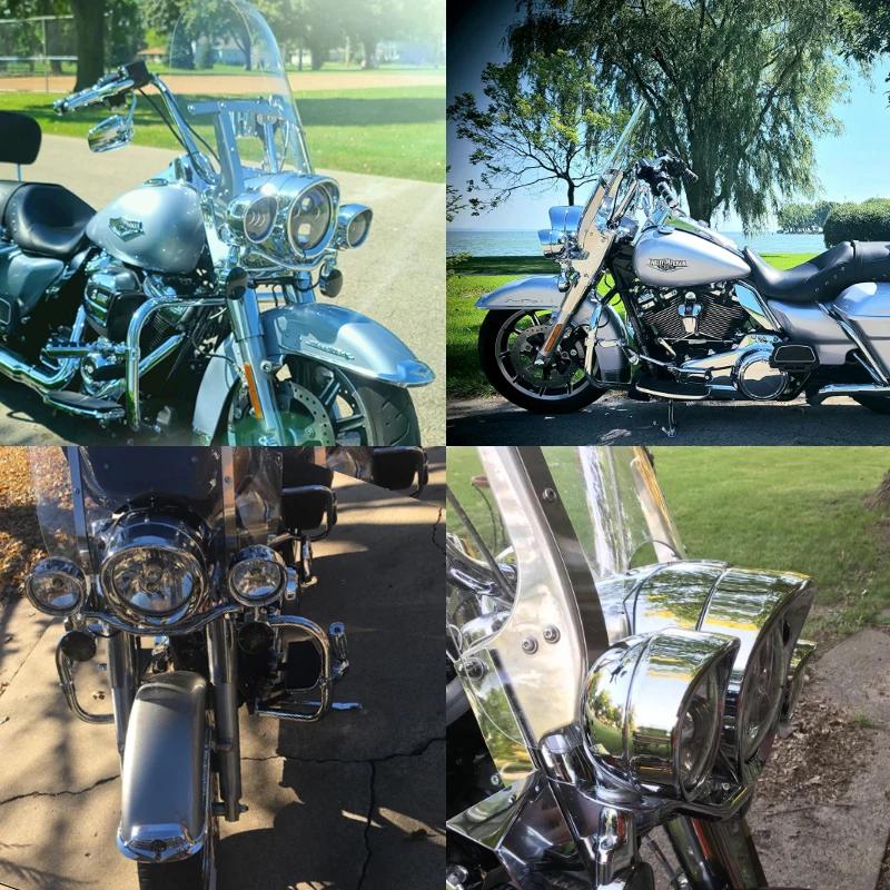 For Harley Touring Road King Electra Glide Softail FLD/FLH Motorcycle Headlight Trim 7" Ring Bezel 4.5" LED Fog Light