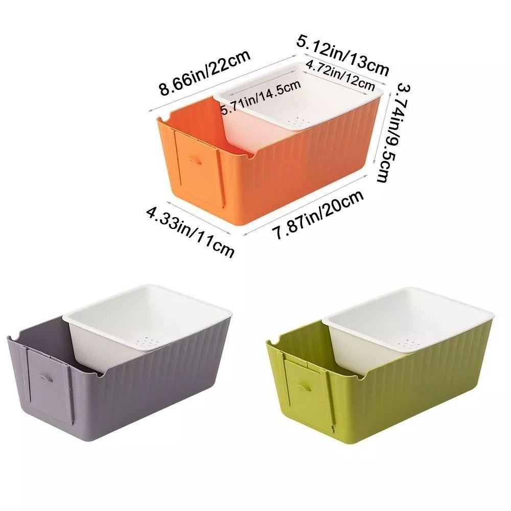 Cerative Multifunctional Fruit Drain Basket Durable Practical Fruit Tray Double-Layer Drainable Drain Snack Box
