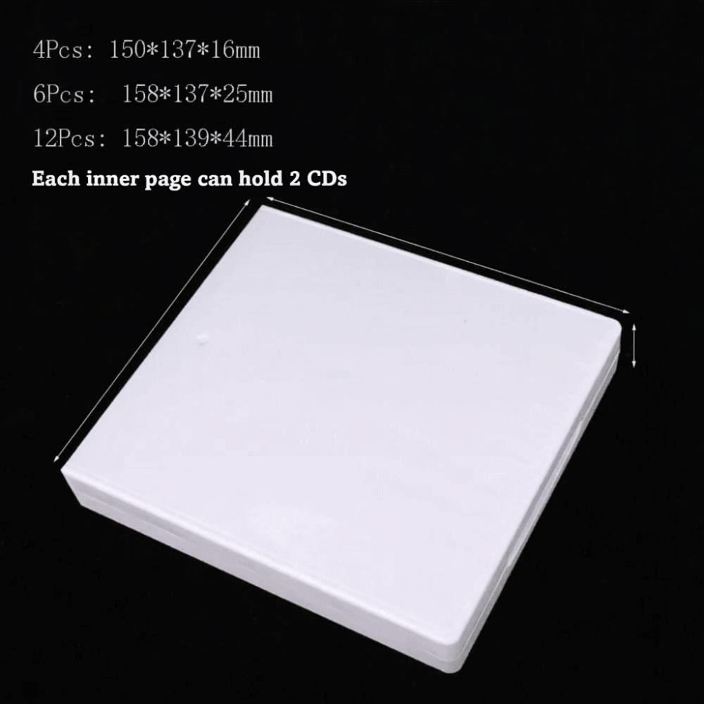 4/6/12 Internal Pages High-capacity Portable CD Storage Bag White PP CD Holder with Internal Pages CD Case Discs Storage