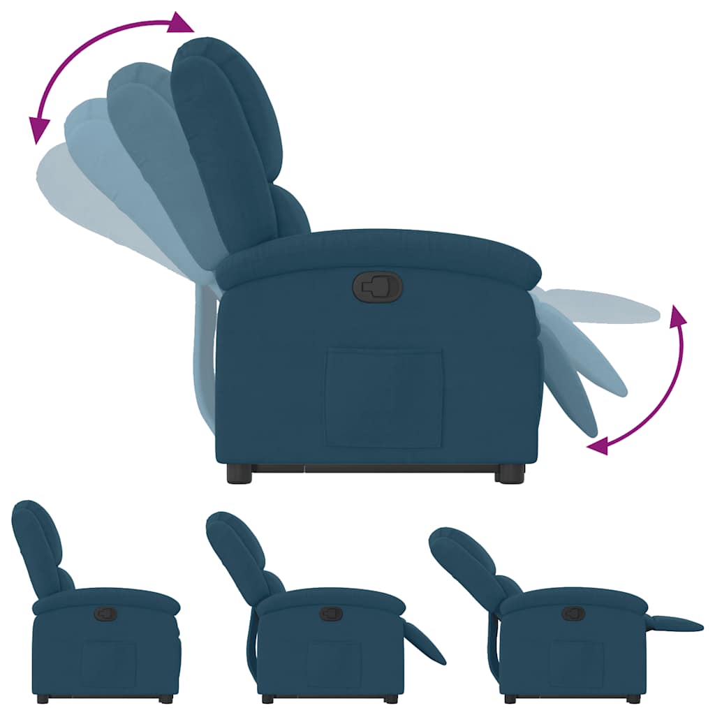 Recliner with Rising Aid Blue Velvet