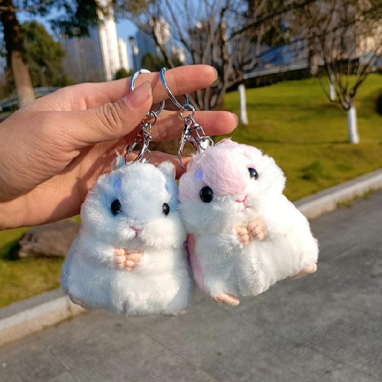Lovely Hamster Cartoon Plush Toy for Kids Keychain Hamster Cartoon Furry Soft Charm Stuffed Hamster Toy