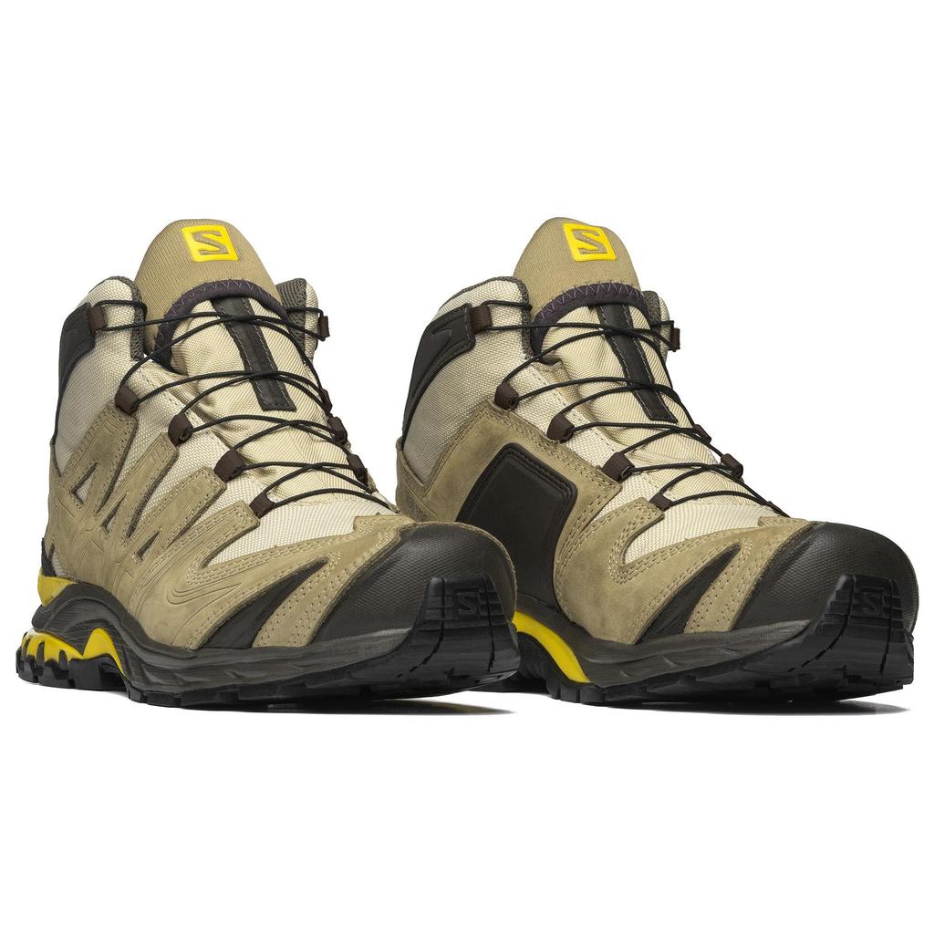 SALOMON XA Pro 3D Mid GTX Leather Casual Slip Resistant Durable Mid Outdoor Functional Shoes Unisex Shoes Brown Yellow 471707