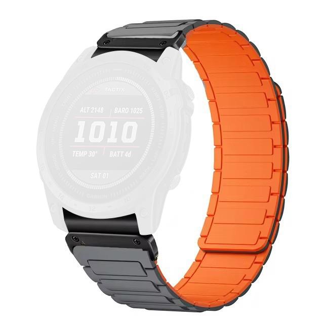 20mm Magnetisches Silikon-Schnellwechselarmband für Garmin Fenix 8 43mm/Descent MK3/MK3i Zweifarbiges Uhrenarmband