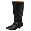 2025 autumn and winter European and American style woven big tube circumference boots temperament pointed head thin heel high heel but knee boots