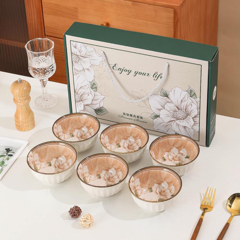 Ceramic Rice Bowl Gift Set - Creative Tableware for Housewarming