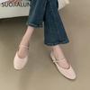 Fashion SUOJIALUN 2025 Autumn Women Flat Shoes Fashion Round Toe Ladies Elegant Mary Jane Shoes  Soft Flat Heel Outdoor Casual Single Sh