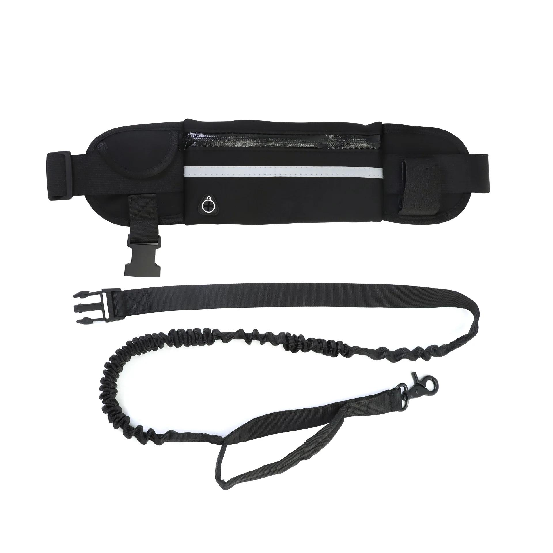 

Спортивная поясная сумка для собак Поводок для домашних животных Пояс для бега Светоотражающая полоска Поводок для собак Товары для активного отдыха чёрный