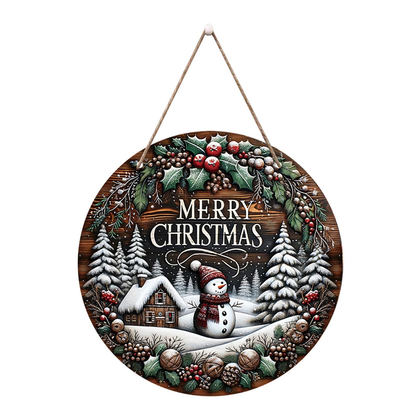 

Christmas Wooden Door Hangings, Christmas Festive Atmosphere Set Off Hanging Decorations, 2D Hangings Realistic Scene