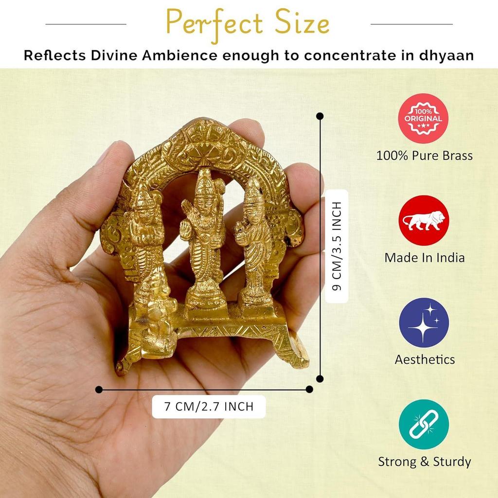 Ram Darbar Brass Murti Statue for Pooja Room & Gift, Religious Idol Figurine for Home & Office Decor, Hindu Lord Ram