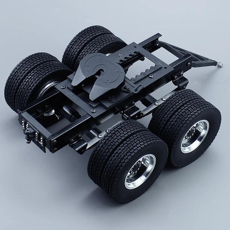 Alt Metal 1 & 2 Aksler Trailer med Træk Femtehjul til 1/14 Tamiya RC Lastbil SCANIA 770S VOLVO FH16 BENZ MAN LESU Bil