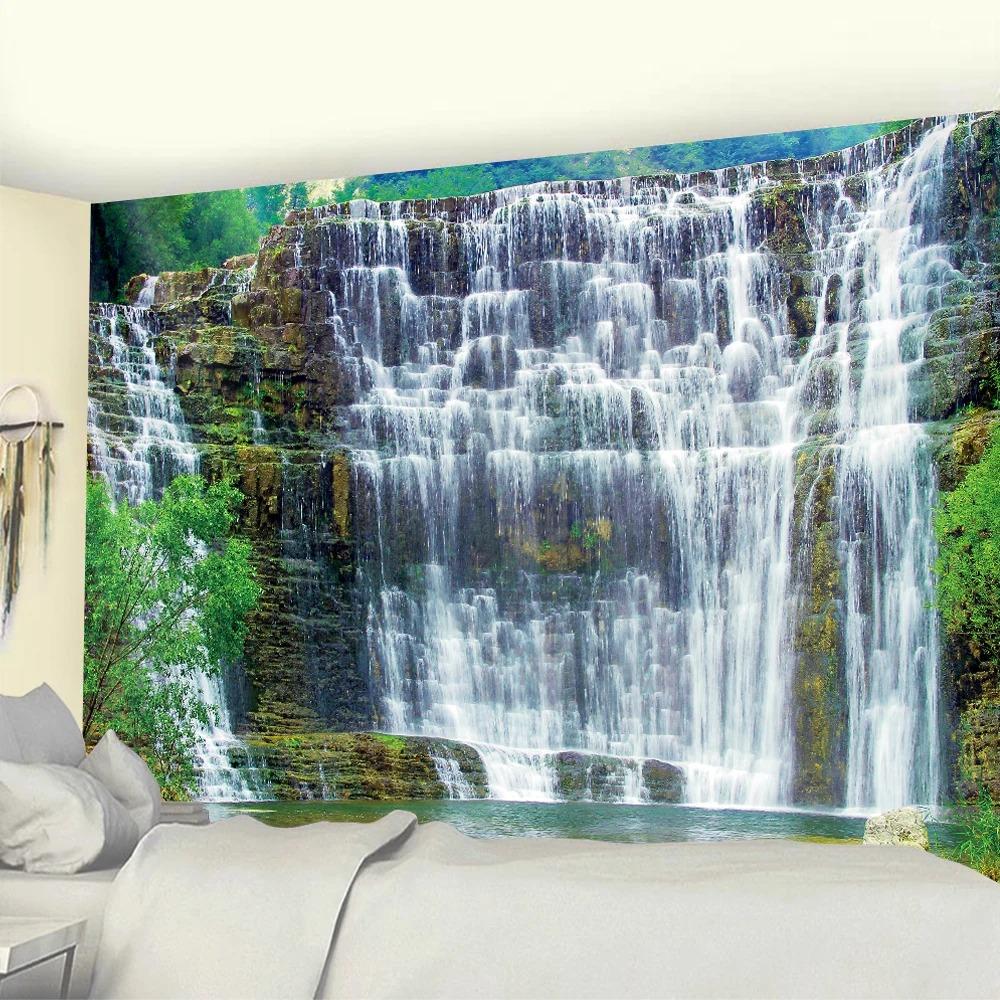 Forest Waterfall Psychedelic Scene Hanging Cloth Bedroom Living Room Tapestry Home Wall Decoration Tapestry