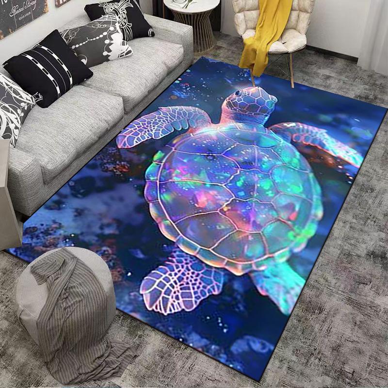 Colorful Sea Turtle Galaxy Style Carpet for Living Room or Bedroom Decor Suitable for use as an anti-slip for living room bedroom sofas