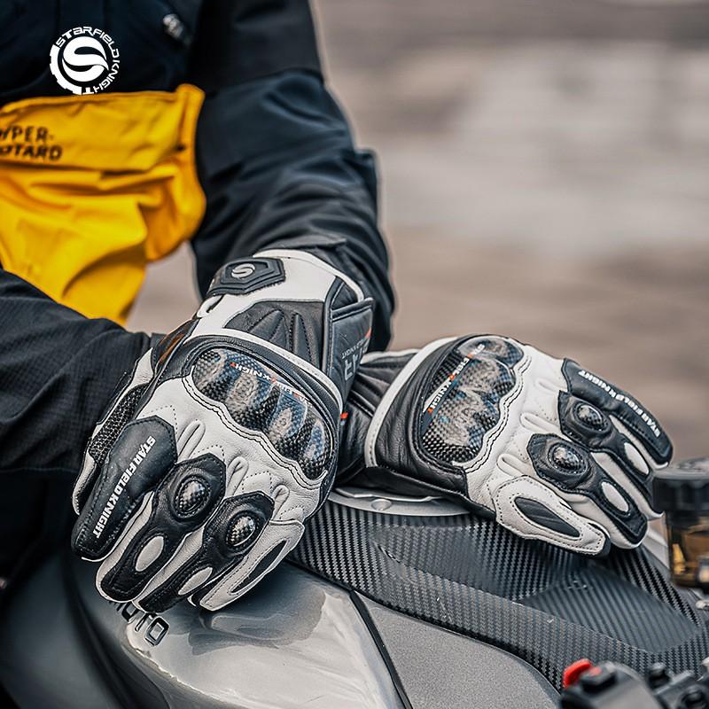 Winter Motorcycle Gloves Carbon Fiber Reinforced Goat Leather Anti-Slip Waterproof Warm Riding Gear Men Women