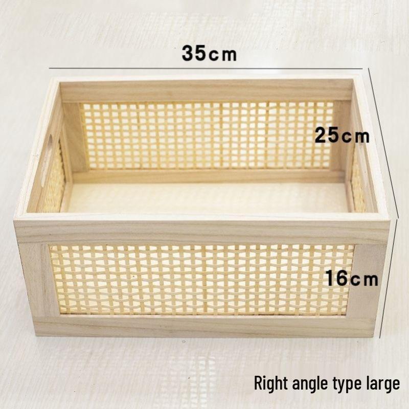 Плетеная из ротанга корзина для хранения из массива дерева Настольный органайзер для закусок мелочей или косметики Standard 2090₽