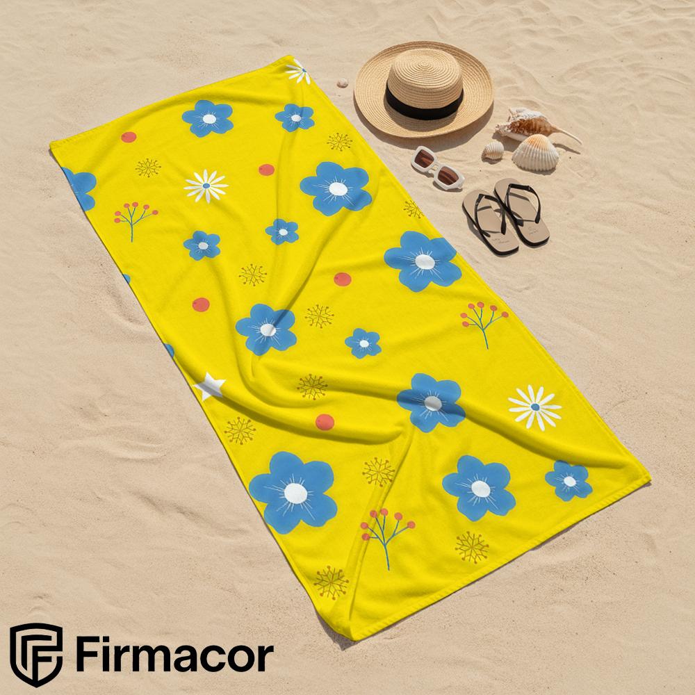 Yellow Floral Microfiber Beach Towel Quick Dry Sand Free Oversized Soft Absorbent Bath Towel for Swimming Pool Travel Gym