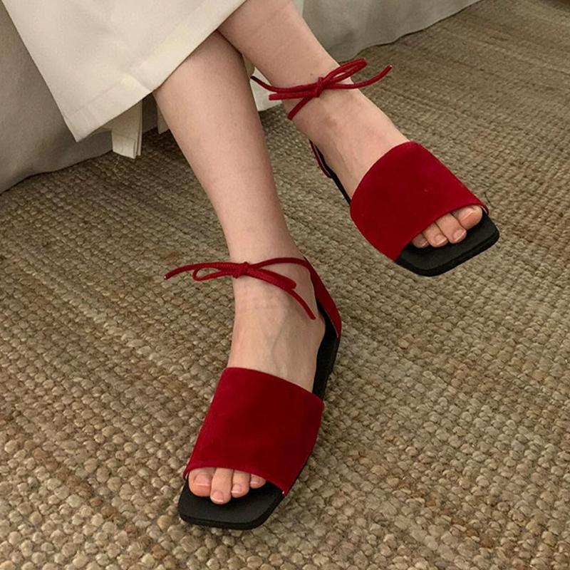 Fashion Flats Women Sandals Lace Up Fashion Slippers Cozy Summer Woman Shoes 2025 New Designer Slides Casual Dress Sandalias De Mujer