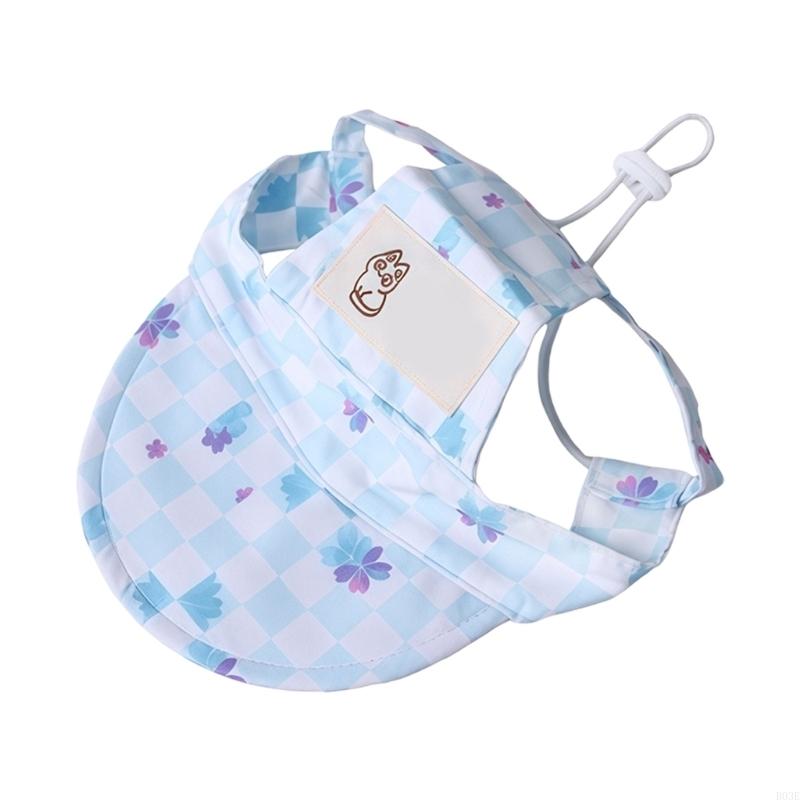 Pet Sun Protective Hat For Dog And Cats Adjustable Breathable Fabric Baseball Cap With Ear Holes For Outdoor Activity B03E