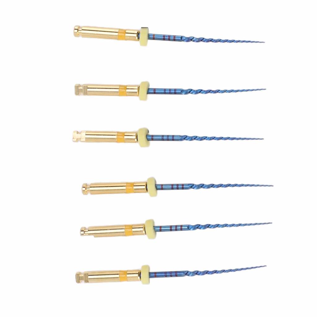 6pz Lime Canalari Endodontiche F1 Metallo Elastico Portatile Inossidabile Set Lime Endodontiche Dorato 0,98 pollici