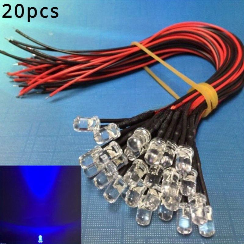 20PCS DC 12V Precablat 5mm LED Bec Bec Precablat Diode Emițătoare Transparent Galben Albastru Verde Alb Roșu
