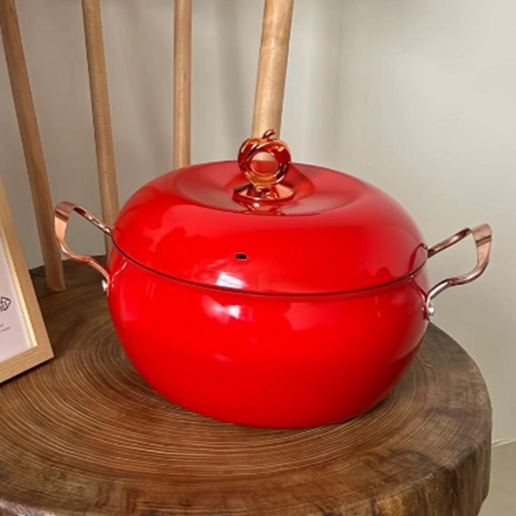 Double Ear Stew Pot,Large Capacity Non-Stick Cooking Pot, 8L, Fine Iron,  Home Health Pot, Apple, New