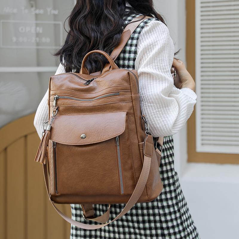 Women's Backpack Color Contrast Outdoor Travel Backpack Dual-use Shoulder Bag