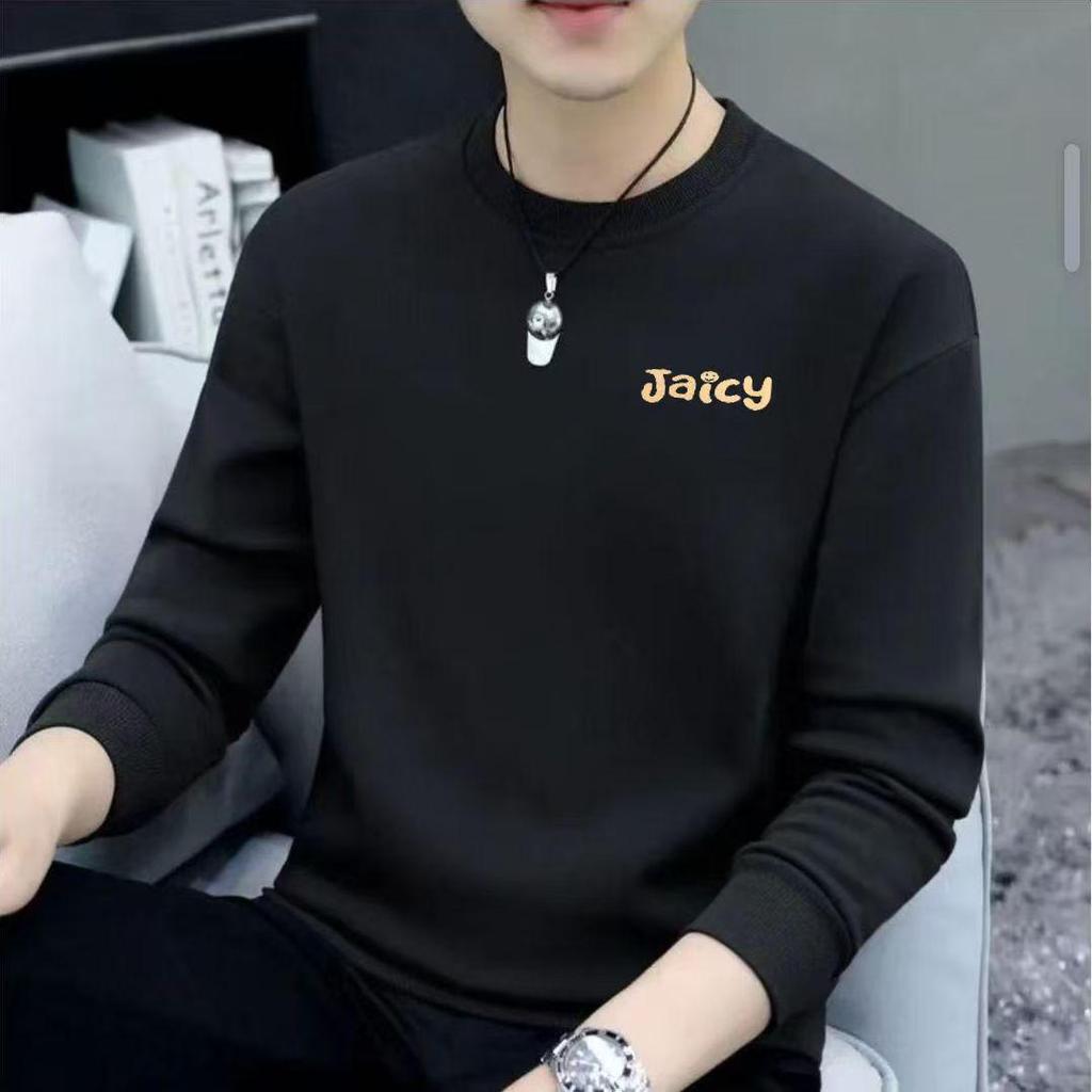 Men's Fleece Lined Crew Neck Sweatshirt: Trendy Long Sleeve for Spring, Autumn, and Winter