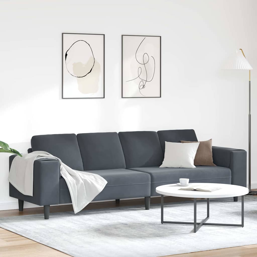 Living Room Sofa Dark Grey 250 X 77 X 76 Cm