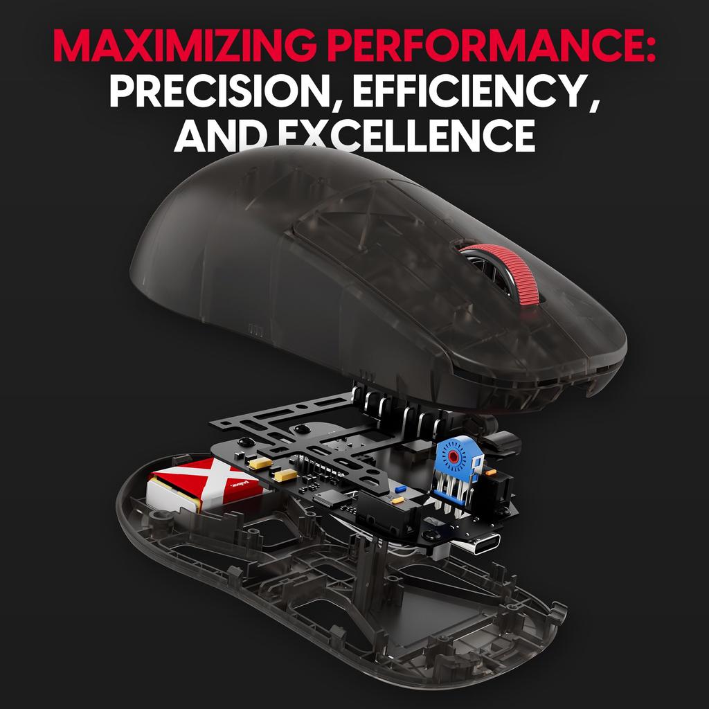 Pulsar Gaming Gears X2H Mini Clear Black Wireless Gaming 26000 DPI Optical PAW3395 Mouse, Ultra-Lightweight 52g, Ambidextrous, 2.4GHz, 1ms, Sensor,