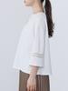 Beams Heart Tee with Lace Sleeves and Ponte Off One Size Women's L/S Pullover, White,
