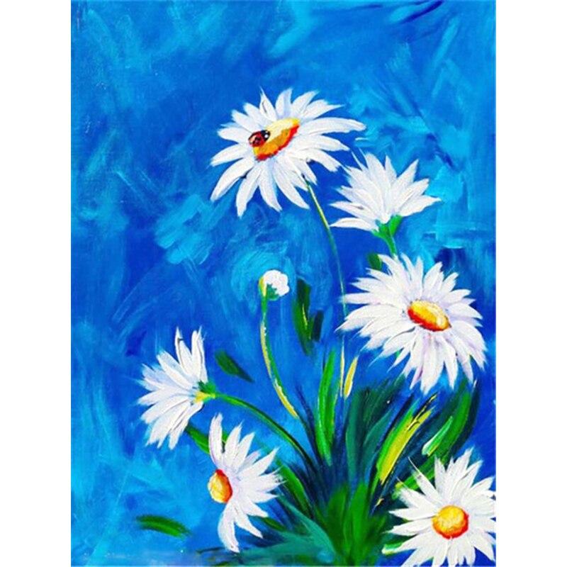 5D DIY Алмазная картина Маленькая Дейзи Алмазная вышивка Цветок Вышивка крестиком Ремесла Полный круглый дрель Домашний декор Художественный подарок Full Round 15x20CM