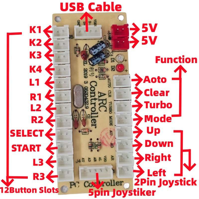 DIY Null Verzögerung Arcade USB Encoder PC zu Joystick Arcade Rocker Leiterplatte Bedienfeldmodul für MAME Gaming Arcade Spiel