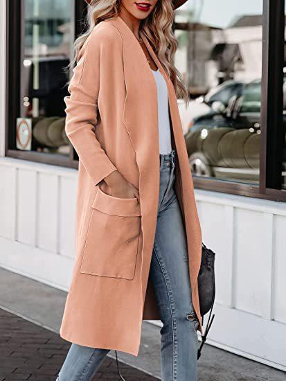 2026 Women's Autumn Casual Loose Solid Color Long Cardigan Pocket Woolen Coat
