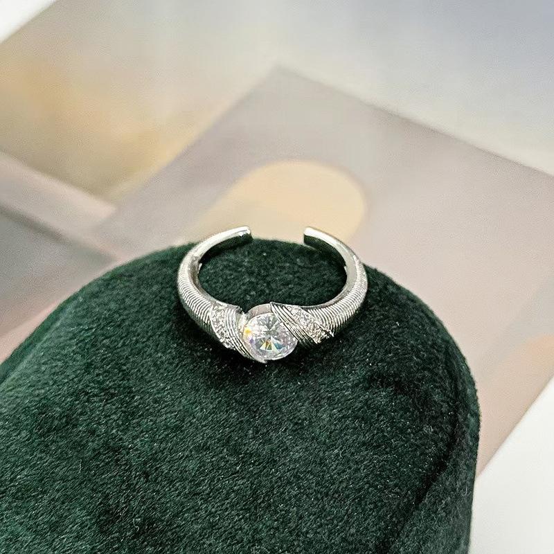 Full Of Diamonds, Simple And Exquisite Ring, Women S Fashion Temperament, Niche Design Sense, Opening Adjustable Ring Adjustable opening