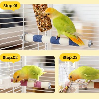 2pcs Textured Avian Claws Trimmers Stand Natural Ceramic Grooming Perches for Parrots Cockatiels