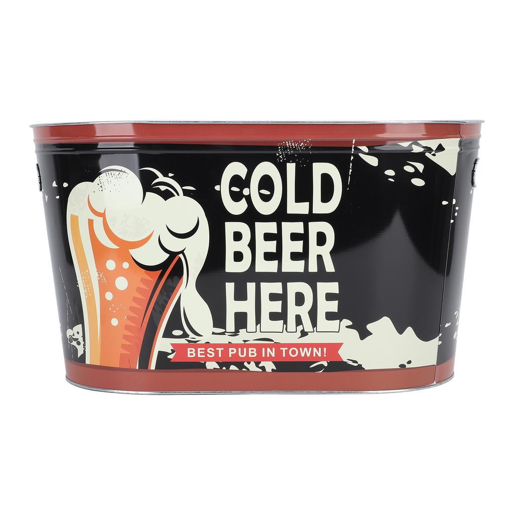 Oval Ice Bucket Tinplate Large Drink Cooling Beverage Tub Ice Container for Party Beer Champagne Cocktails