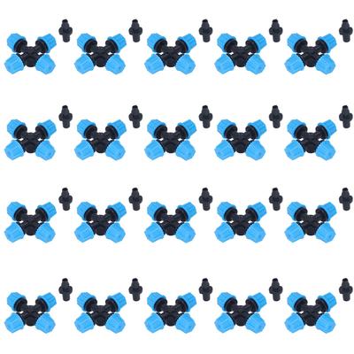 20Pcs Cross Spray Nozzle Irrigation Cross Atomization Micro Nozzle for Lawn Garden Terrace