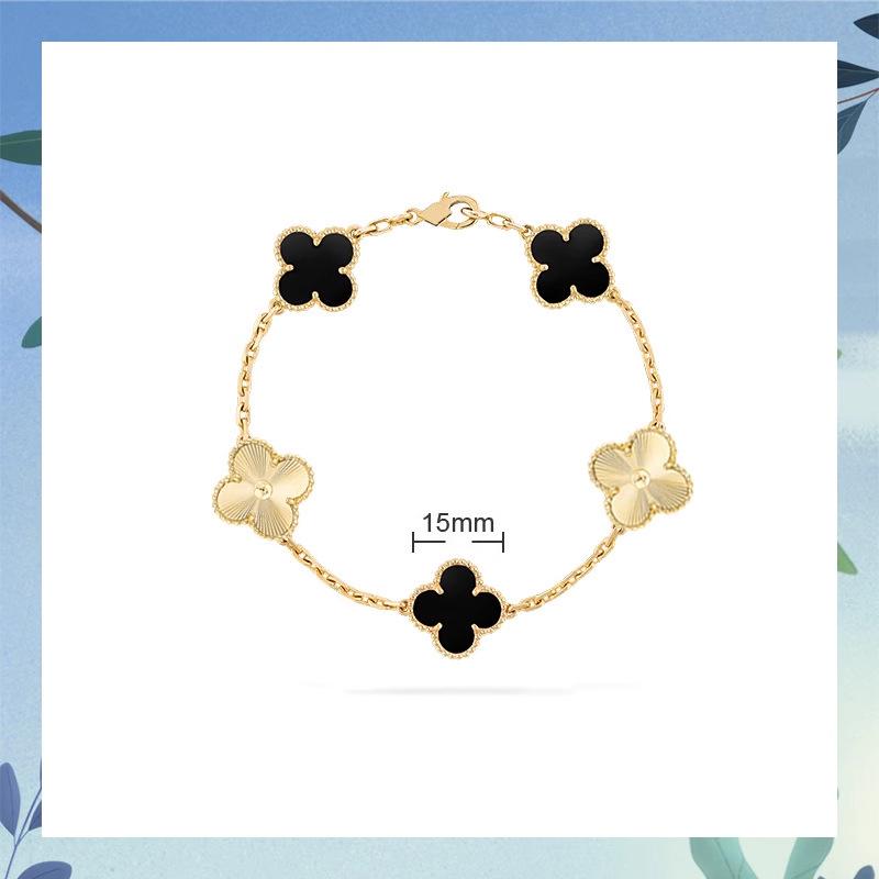 Clover Bracelet CNC Buckle Thick Chain Rose Gold Red Agate Black Agate Lucky Bracelet for Women