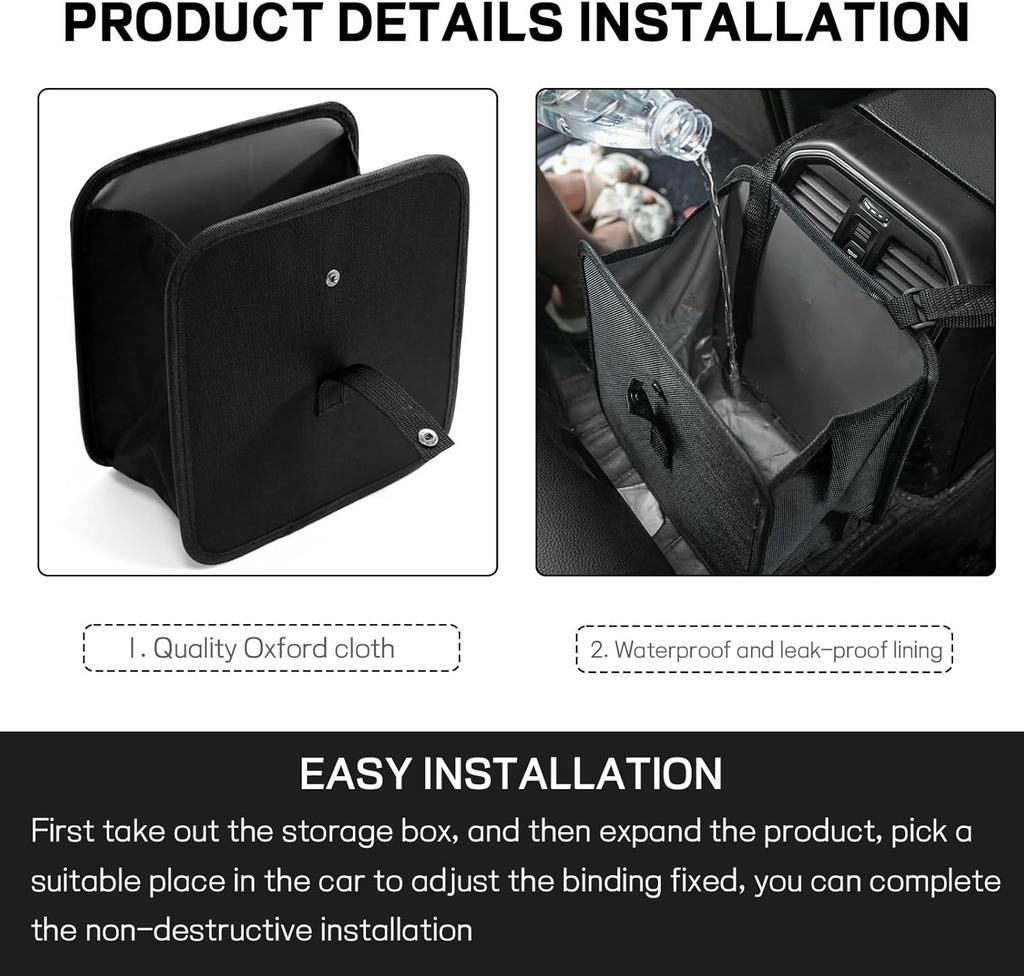 Portable Foldable Car Storage Bag Waterproof Fabric Garbage Bag Backseat Hanging Trash Can Accessory for Bathroom Organization