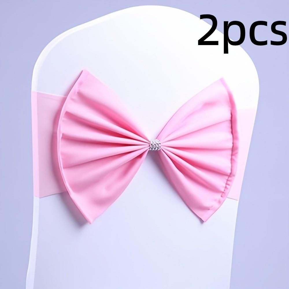 2pcs Multicolor Satin Chair Sashes Band Reusable Chair Back Ribbon Durable Chair Bow Tie  Birthday