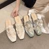 Embroidered Deep Cut Women's Slippers with Oversized Thick Heels Shoes Women Zapatos De Mujer  Sandals