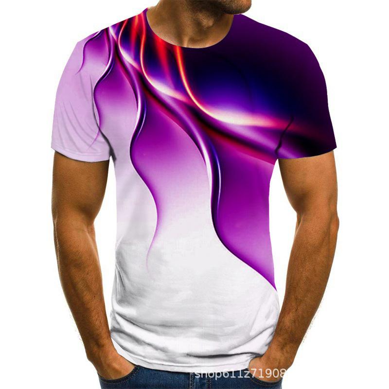 

Men s 3D Lightning Print Breathable Round Neck Short Sleeve T-shirt Large