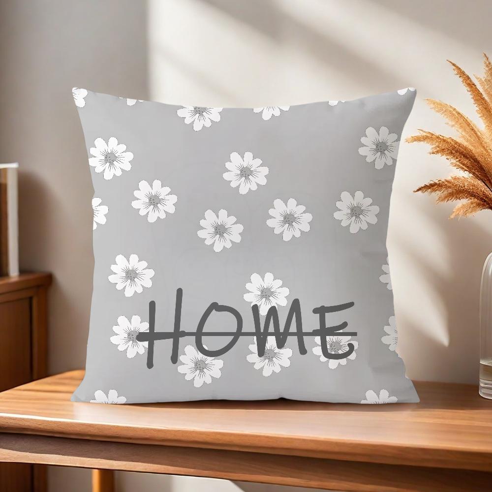 Flower Pattern Comfortable soft Pillow Case White for Sofa Living love Room Home office Decor Gray geometry Protective Covers