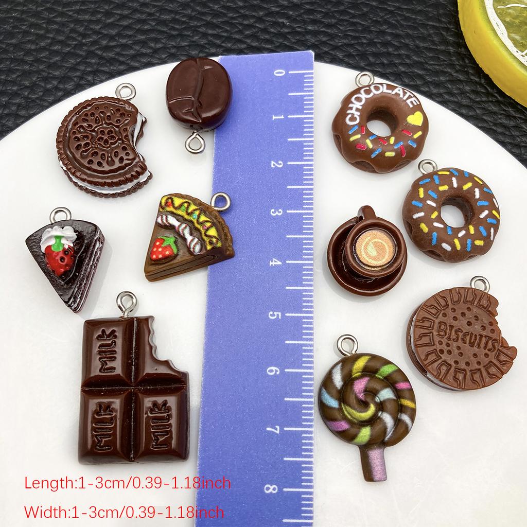 10Pc/Set New Popular Realistic Coffee Bean And Coffee Cup Pendants, Resin Accessories For Diy Creative And Fun Earrings Necklace