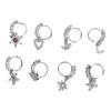8pcs Hanging Nose Ring Flower Star Heart Pendant Dangle Nose Ring Fashion Jewelry for Women Silver Inner Diameter 8mm